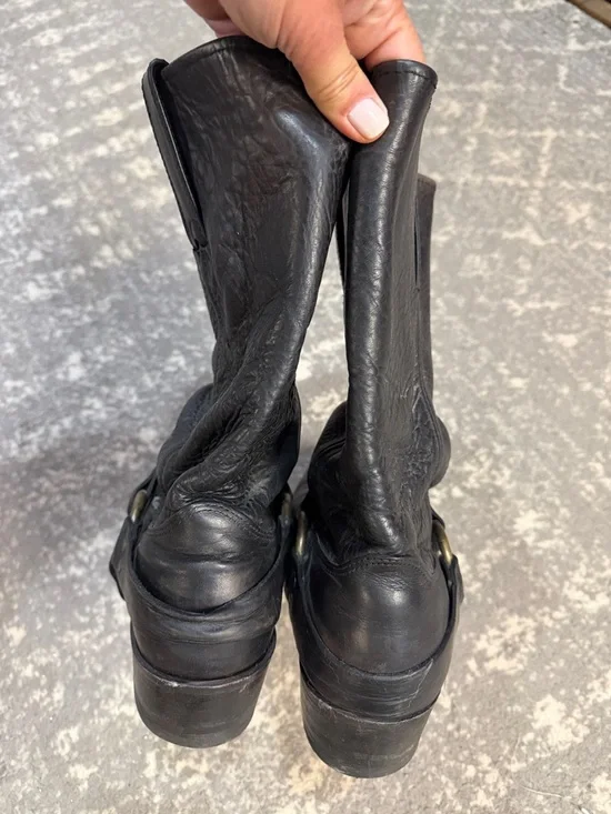 Frye Black Leather Harness Ring Boots - Picture 3 of 6